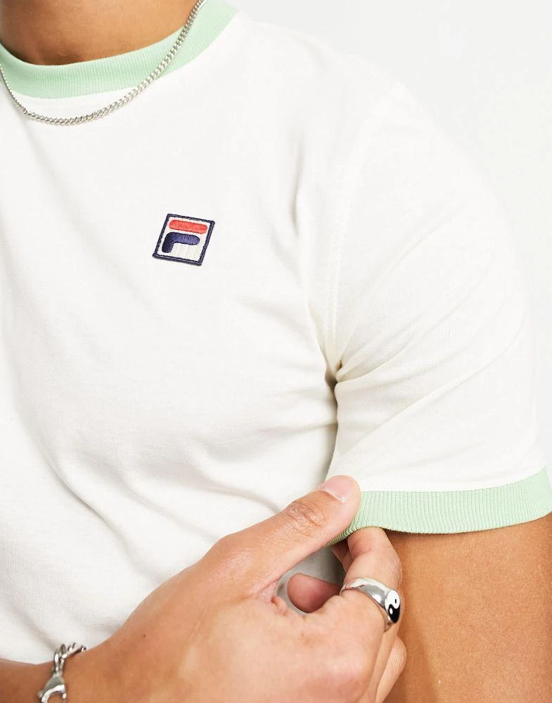 Fila Fila Marconi t-shirt with small box logo in cream with green tipping 3