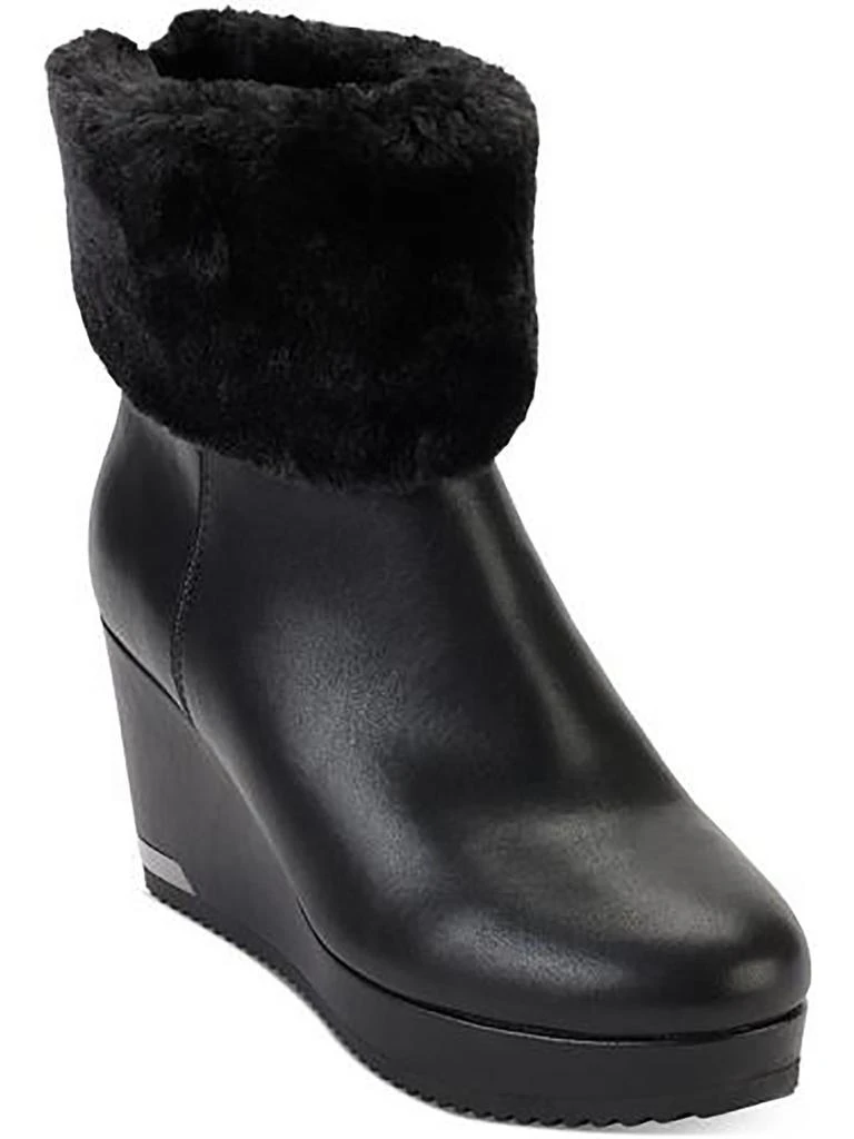 DKNY Nadra Womens Padded Insole Faux Fur Wedge Boots 1