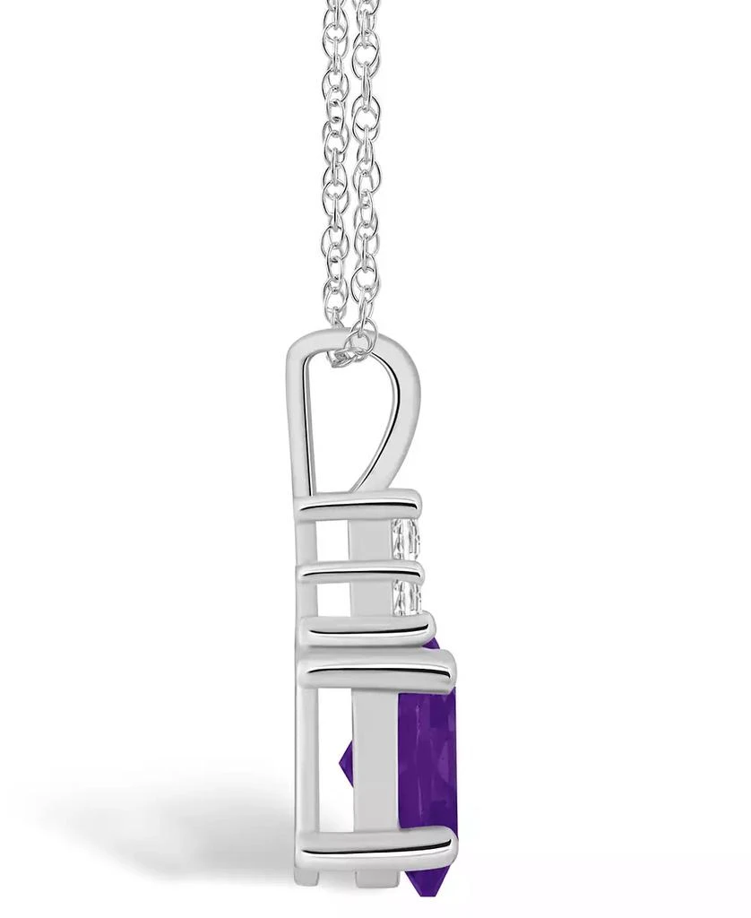Macy's Amethyst (1-1/5 Ct. T.W.) and Diamond (1/10 Ct. T.W.) Pendant Necklace in 14K White Gold 3