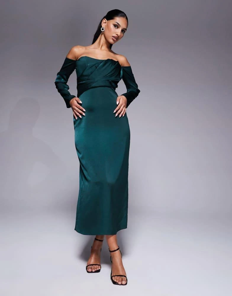 slim fit dress slacks Green Satin Cowl Neck Slit Midi Dress & Reviews - Green - Dresses