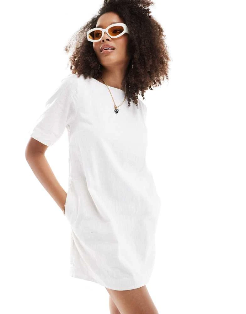 Abercrombie & Fitch Abercrombie & Fitch linen t-shirt dress in white 4