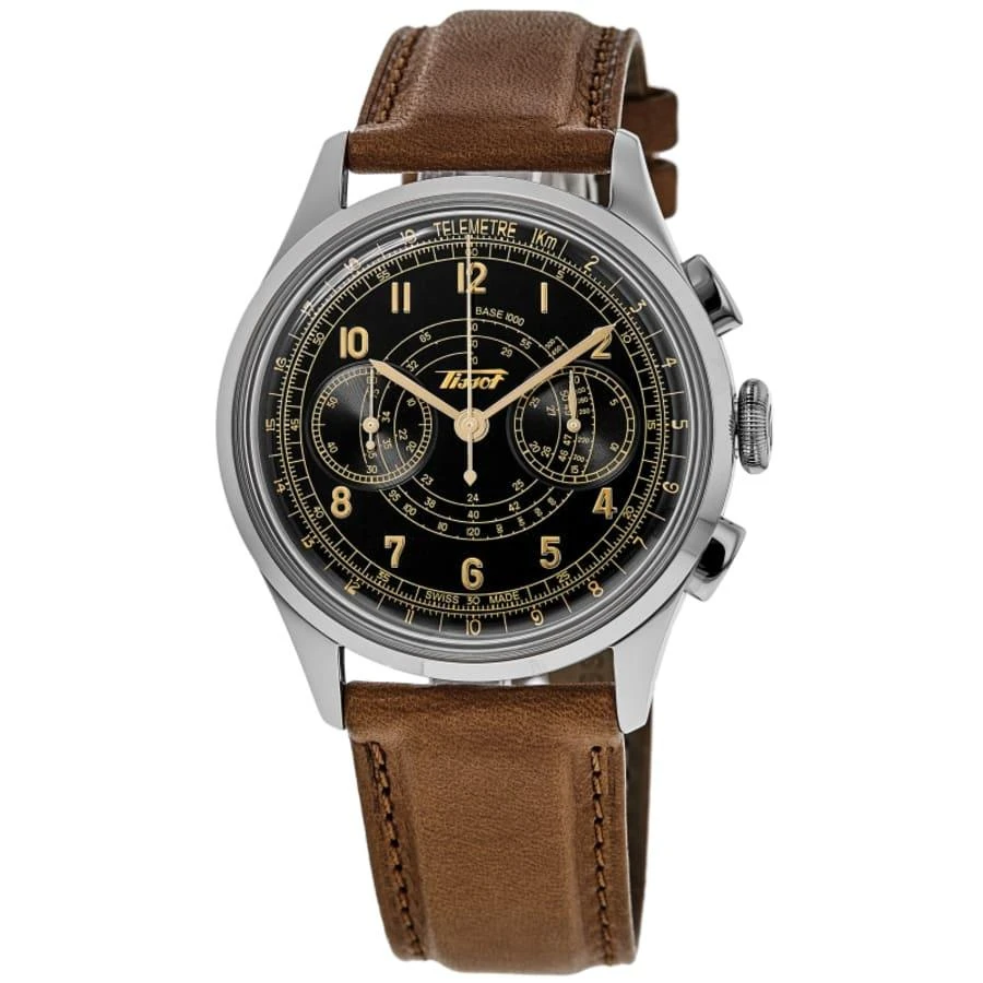 Tissot Telemeter 1938 Black Dial Leather Strap Men's Watch T142.462.16.052.00 1