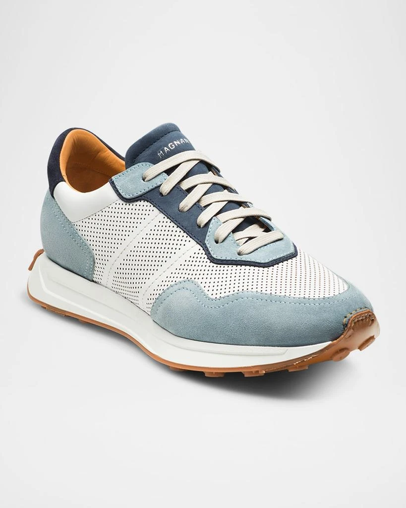 Magnanni Men's Romero Leather and Suede Runner Sneakers 2