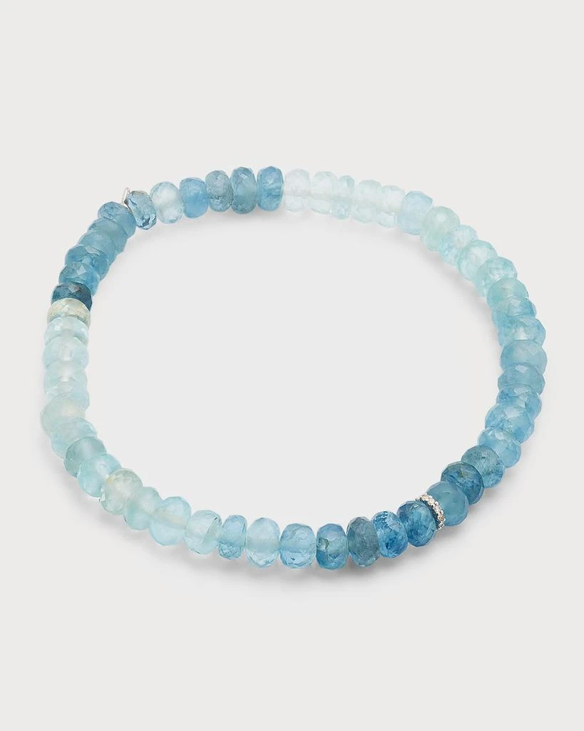 Sydney Evan 4mm Aqua Faceted Rondelle Bracelet With Diamond Disc Bead 4