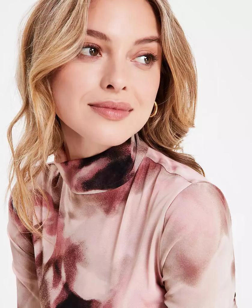 Bar III Women's Turtleneck Watercolor Mesh Dress, Exclusively at Macy's 3