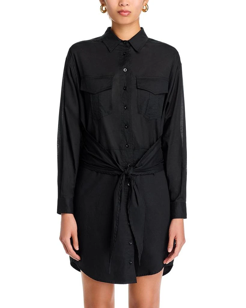 AQUA Tie Front Shirt Dress - Exclusive 7