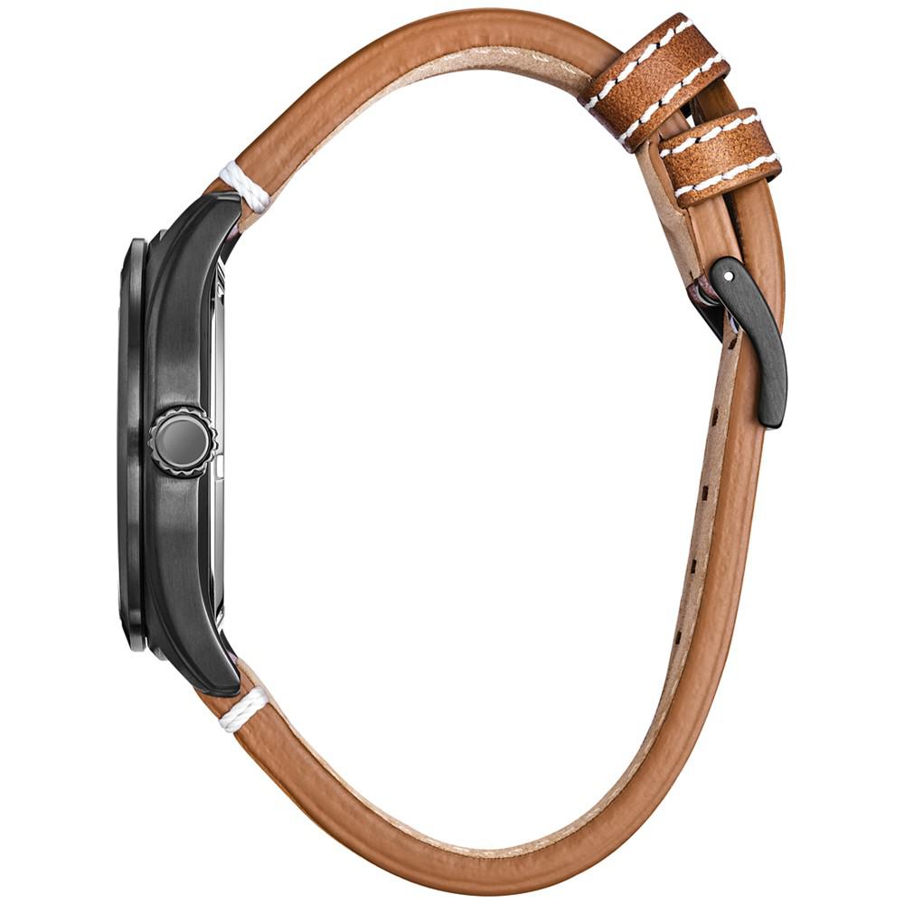 Citizen Eco-Drive Men's Disney Mickey Mouse Brown Leather Strap Watch 43mm