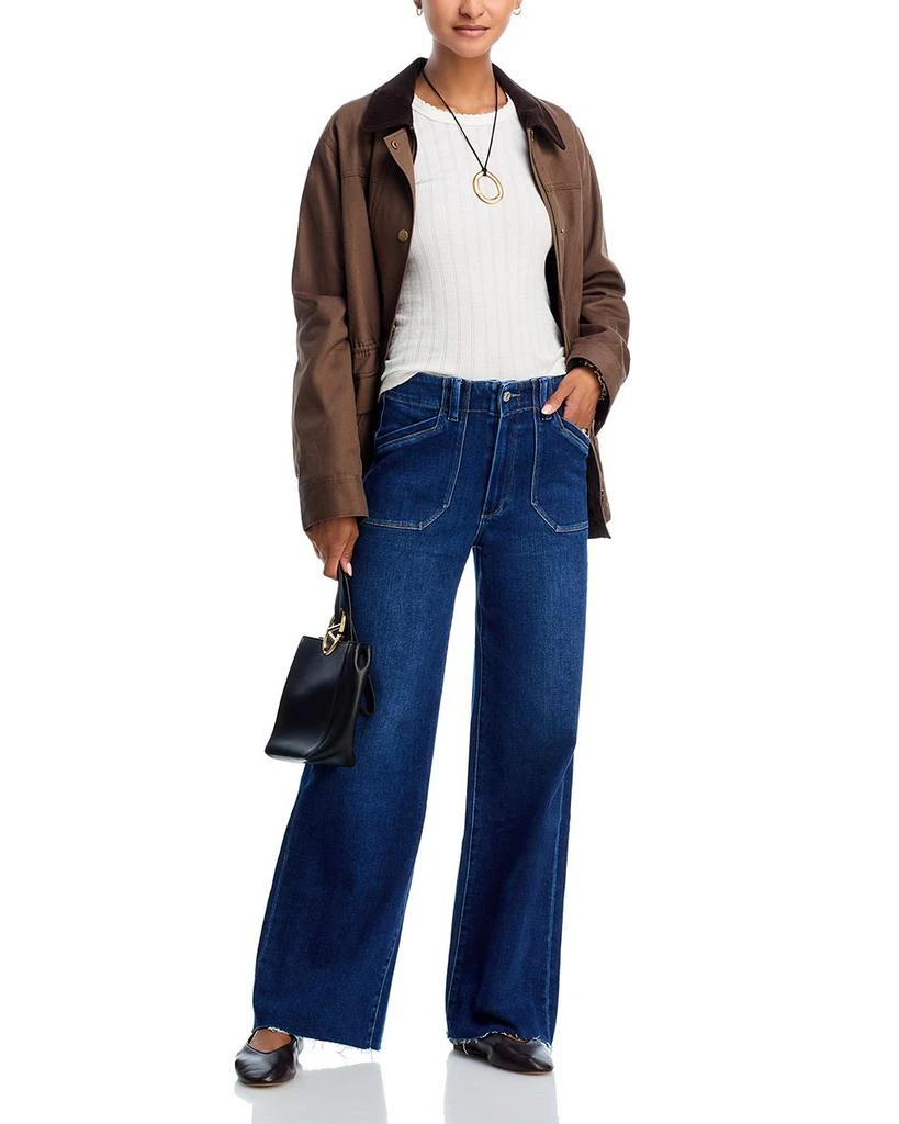 Paige Anessa High Rise Raw Hem Wide Leg Jeans in Live Forever 2