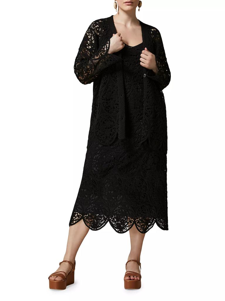 Marina Rinaldi Ardea Embroidered Lace Cardigan