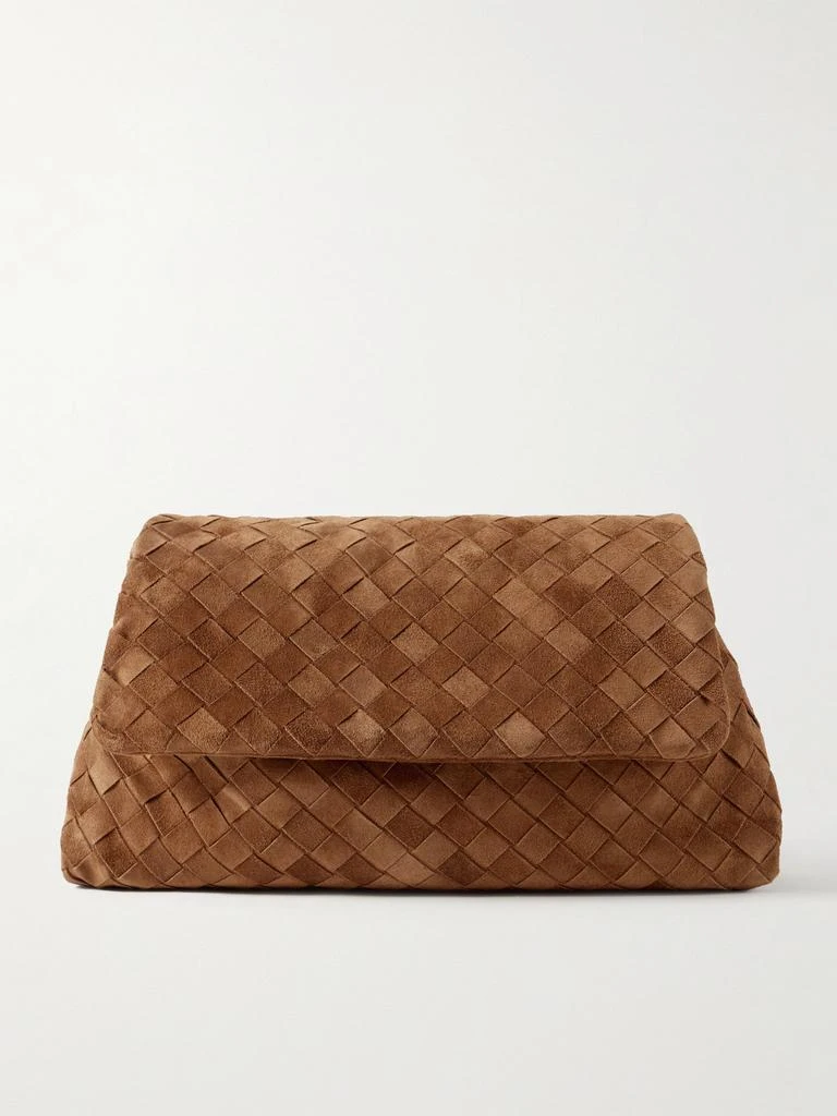 Bottega Veneta Intrecciato Suede Clutch - Tan