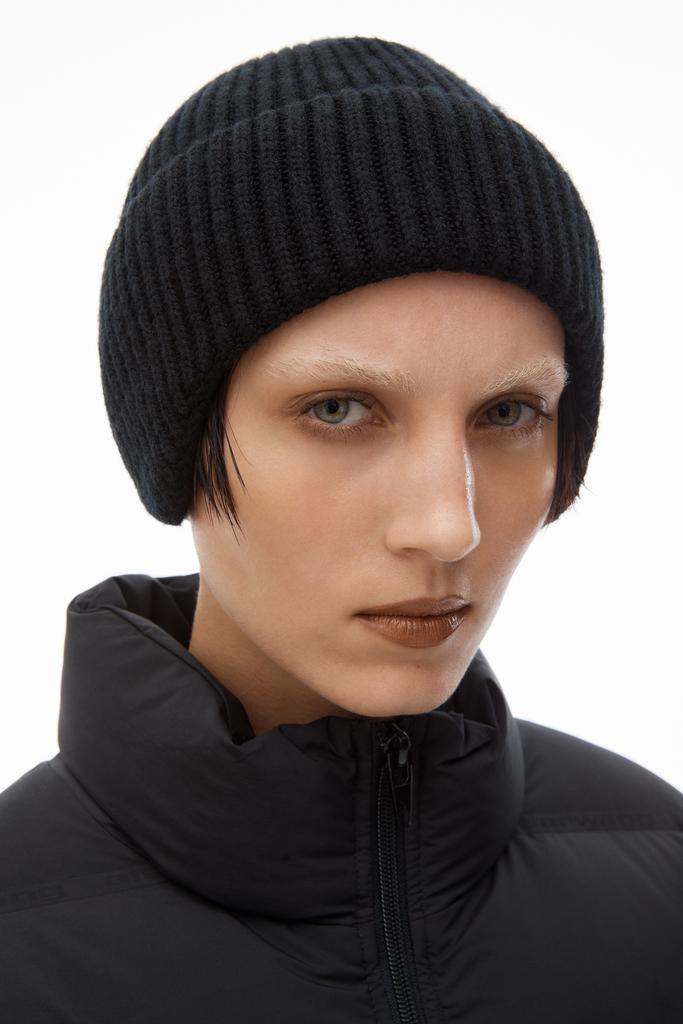 【ALEXANDER WANG】LOGO EARMUFF BEANIE Shop logo earmuff beanie in ribbed wool stretch on Sale at