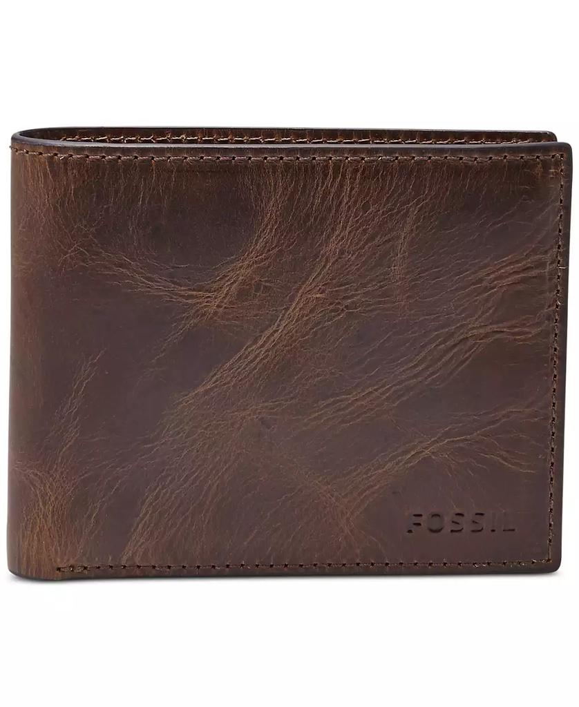 Fossil Men's Leather Wallet Derrick RFID-Blocking Bifold with Flip ID