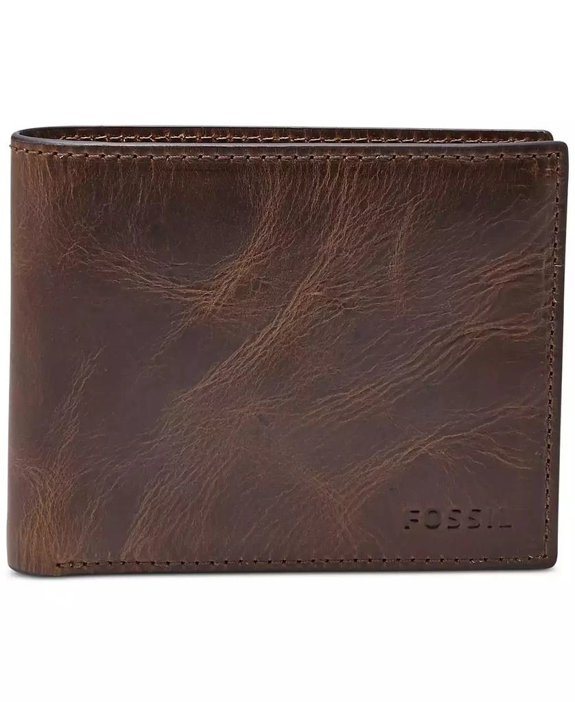 Fossil Men's Leather Wallet Derrick RFID-Blocking Bifold with Flip ID 1