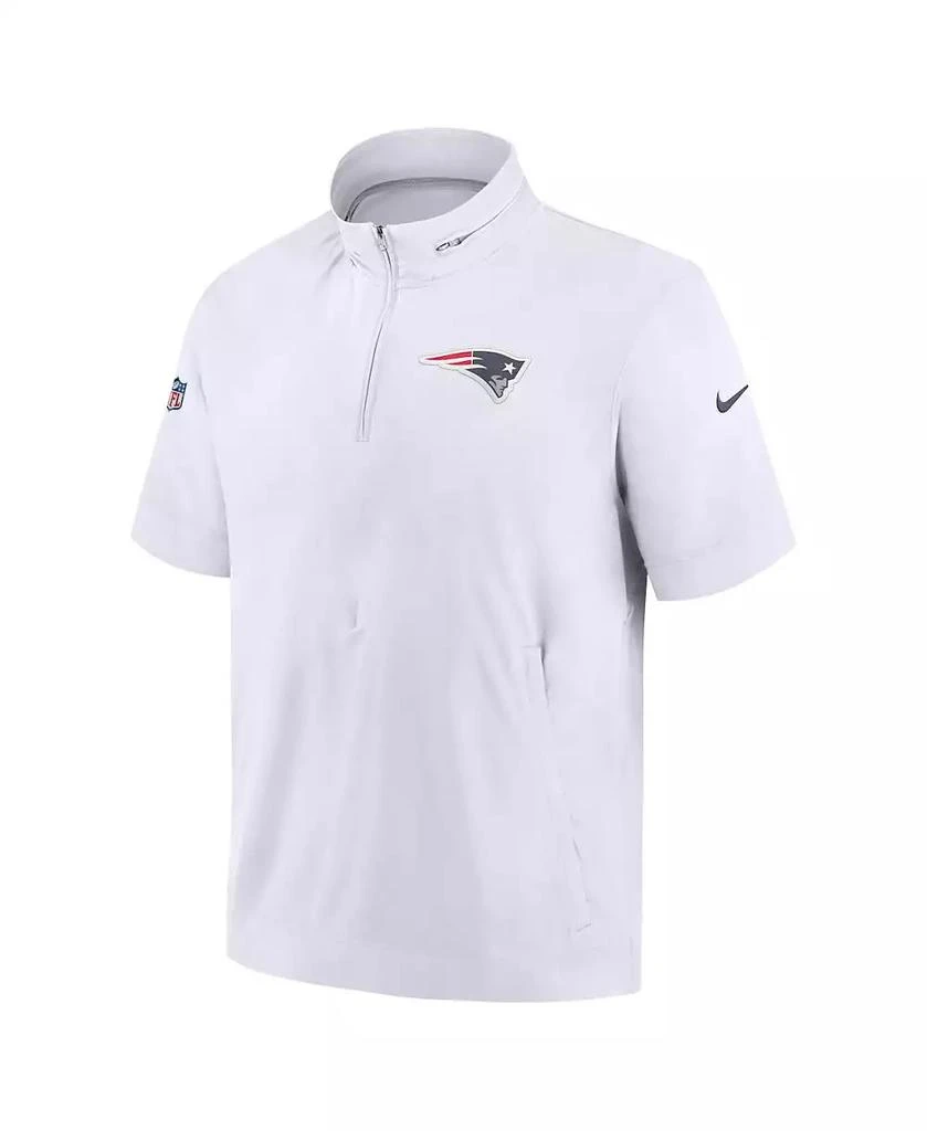 NIKE Men's White New England Patriots Sideline Coach Short Sleeve Hoodie Quarter-Zip Jacket 2