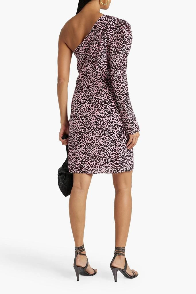 LES RÊVERIES One-shoulder gathered leopard-print silk crepe de chine mini dress 3