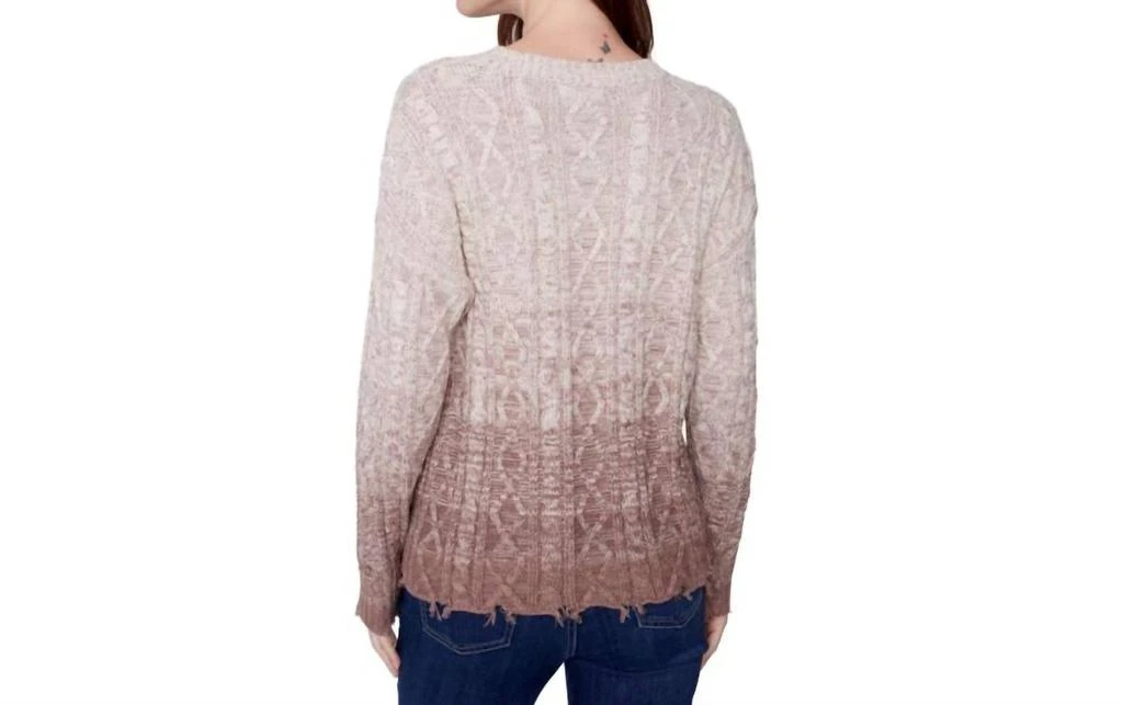 CHARLIE B Cable Knit Ombre Sweater In Truffle 2