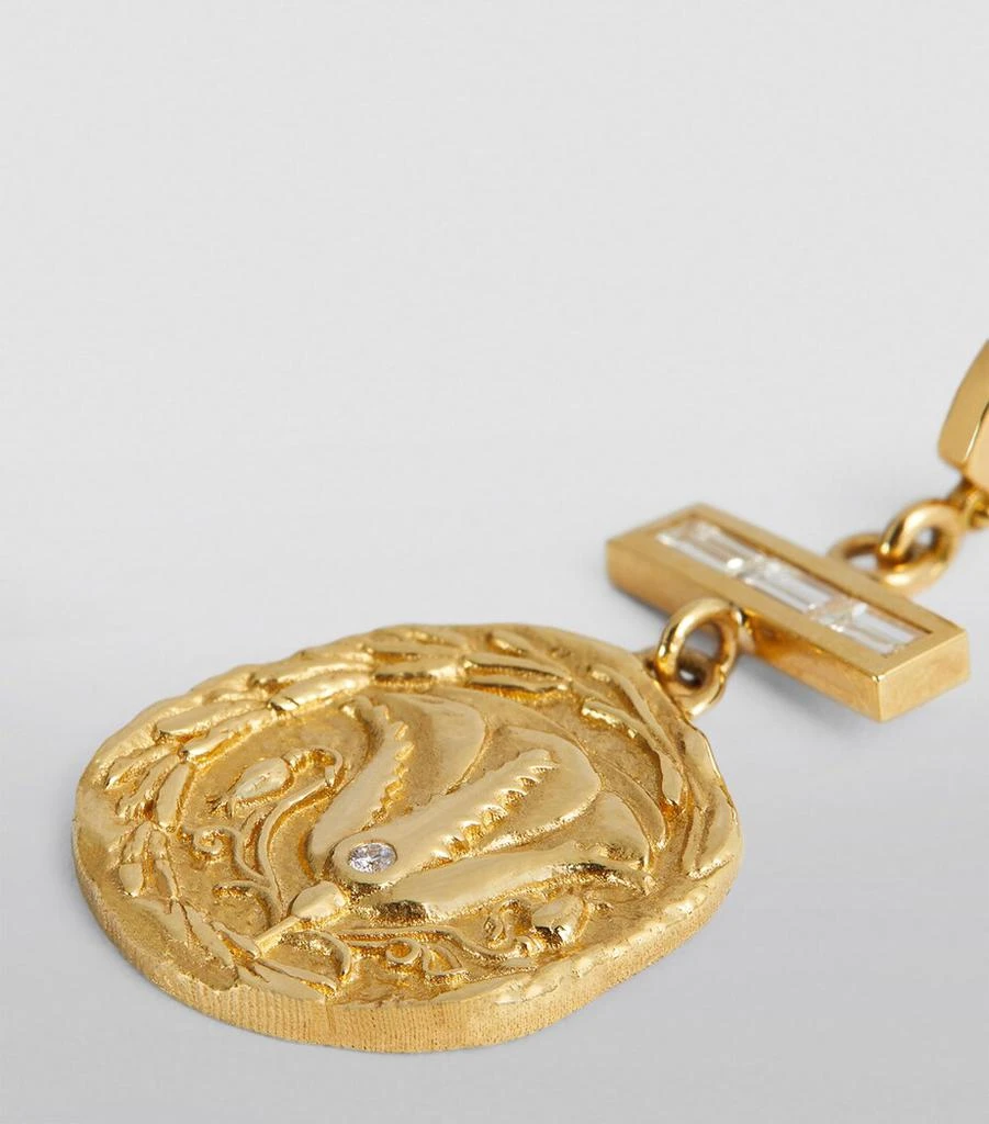 Azlee Small Yellow Gold and Diamond Of the Earth Coin Charm 4
