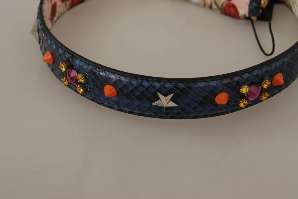 Dolce & Gabbana Dolce & Gabbana Blue Exotic Leather Crystals Reversible Shoulder Strap 7