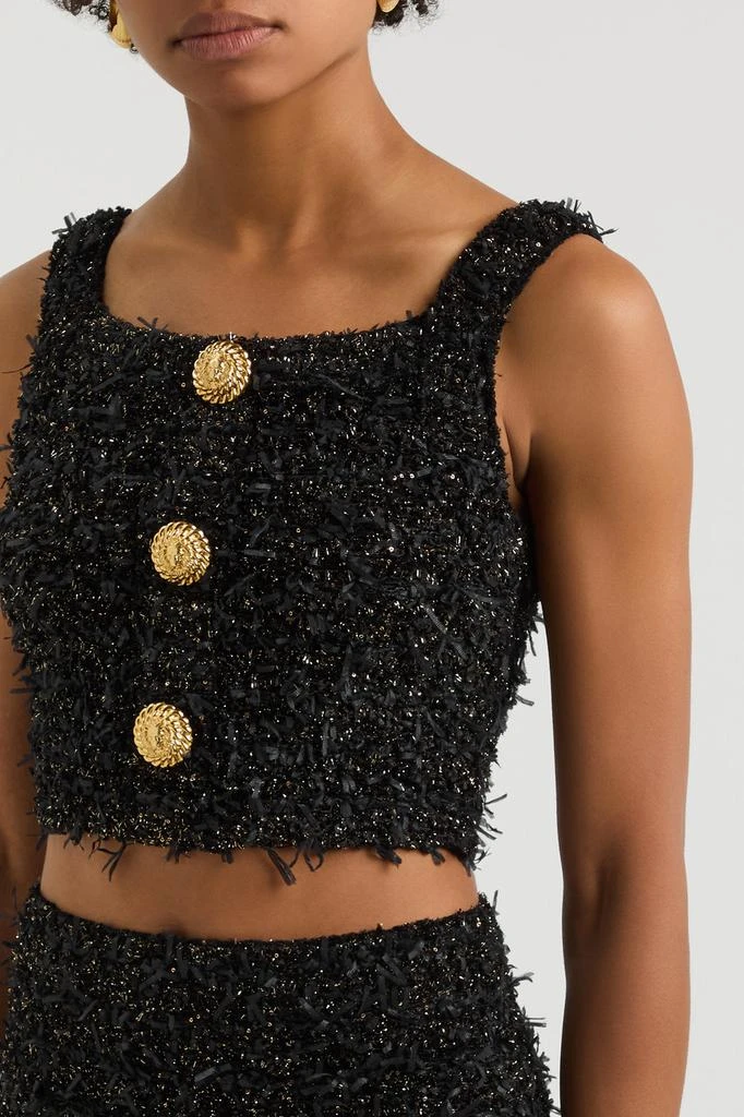 Balmain Frayed cropped bouclé tweed top 5