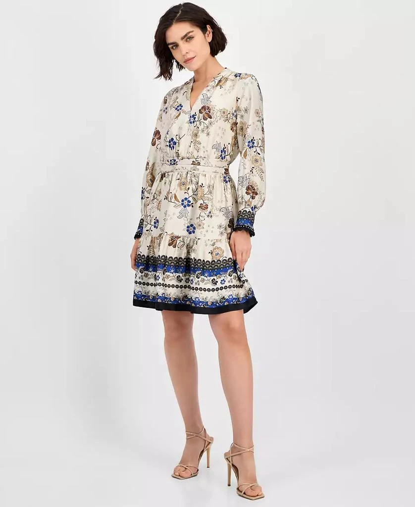 Anne Klein Women's Printed Long-Sleeve Fit & Flare Dress 1