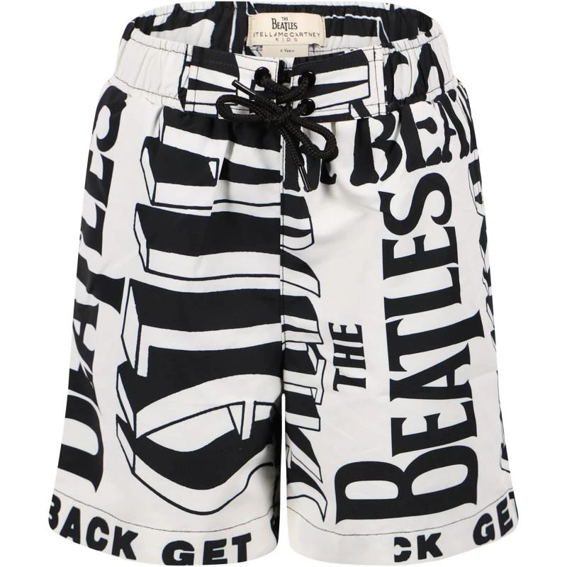 Stella McCartney The beatles colour block swimming shorts in black and white 1