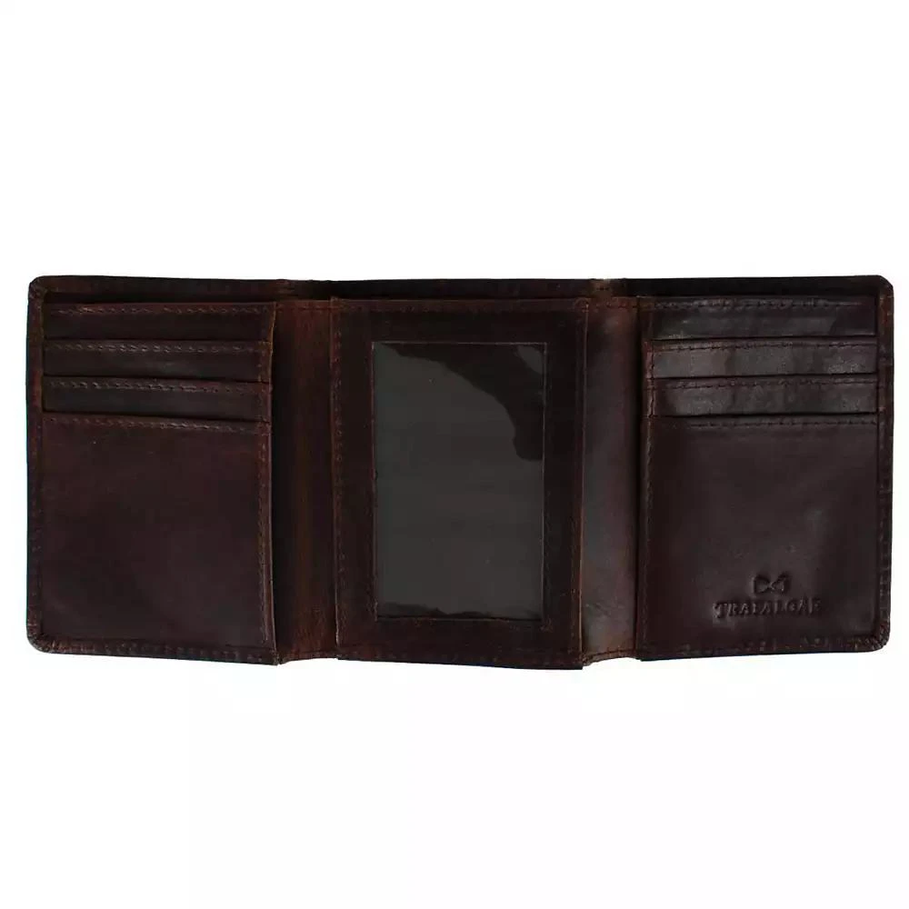 TRAFALGAR Men's Tennyson Tri-Fold Genuine Leather Wallet with ID Window 2