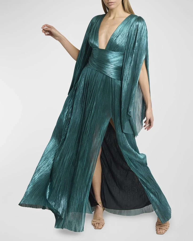 Alana Plunging Long-Sleeve Metallic Plisse Slit Gown  On Sale Now with Up  to 57% Off | Discover Exclusive Deals & Savings at BeyondStyle  Authentic  Maria Lucia Hohan dresses|gowns|women's clothing|Women|women with