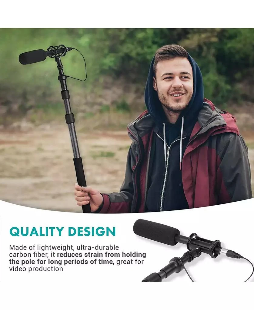 Movo CMP-25 8.2
 Telescoping Carbon Fiber Microphone Boom Pole with Integrated XLR Cable for Video Production and Electronic News Gathering 5