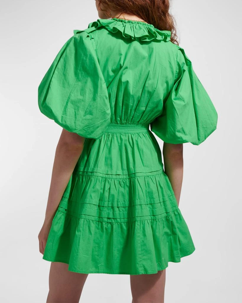 Love The Label Remy Balloon-Sleeve Cotton Poplin Ruffle Mini Dress 3