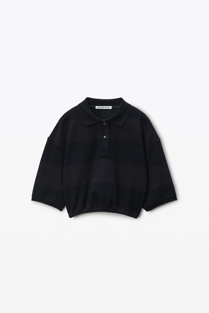 Alexander Wang black striped pique polo