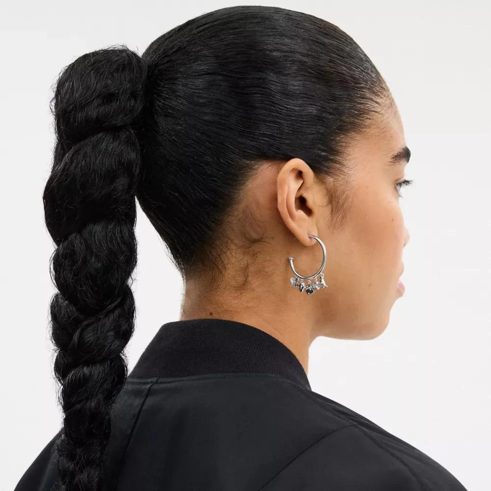 Coach Butterfly And Rexy Charm Hoop Earrings 3