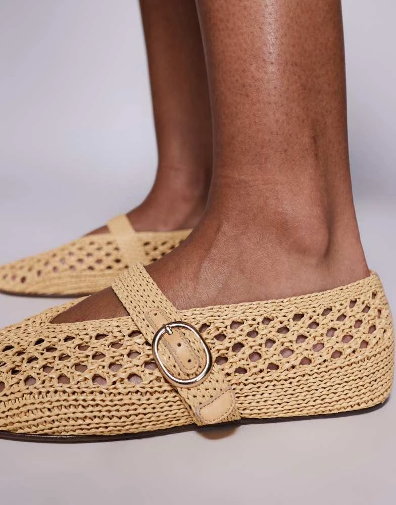 Steve Madden Steve Madden Alara woven ballet flats in natural raffia 3