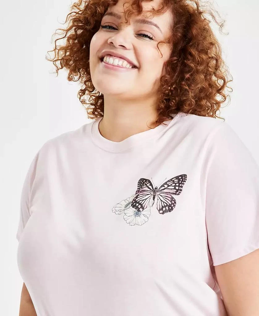 Rebellious One Trendy Plus Size Butterfly Graphic Print T-Shirt 3