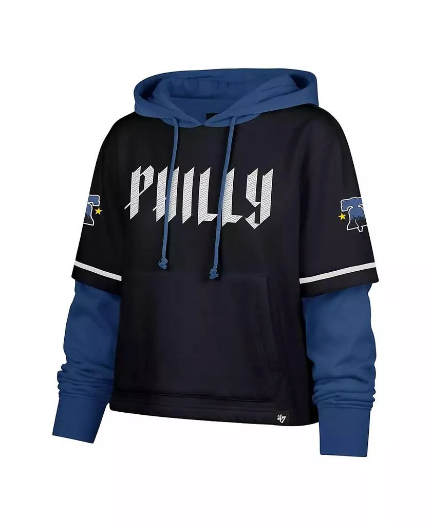 47 Brand Women's Navy Philadelphia Phillies City Connect Shortstop Cropped Pullover Hoodie 2