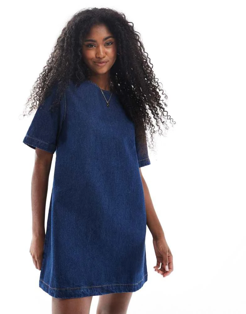 d&g denim dress Dolce & Gabbana Dark Blue Cotton Denim Sheath Midi Dress
