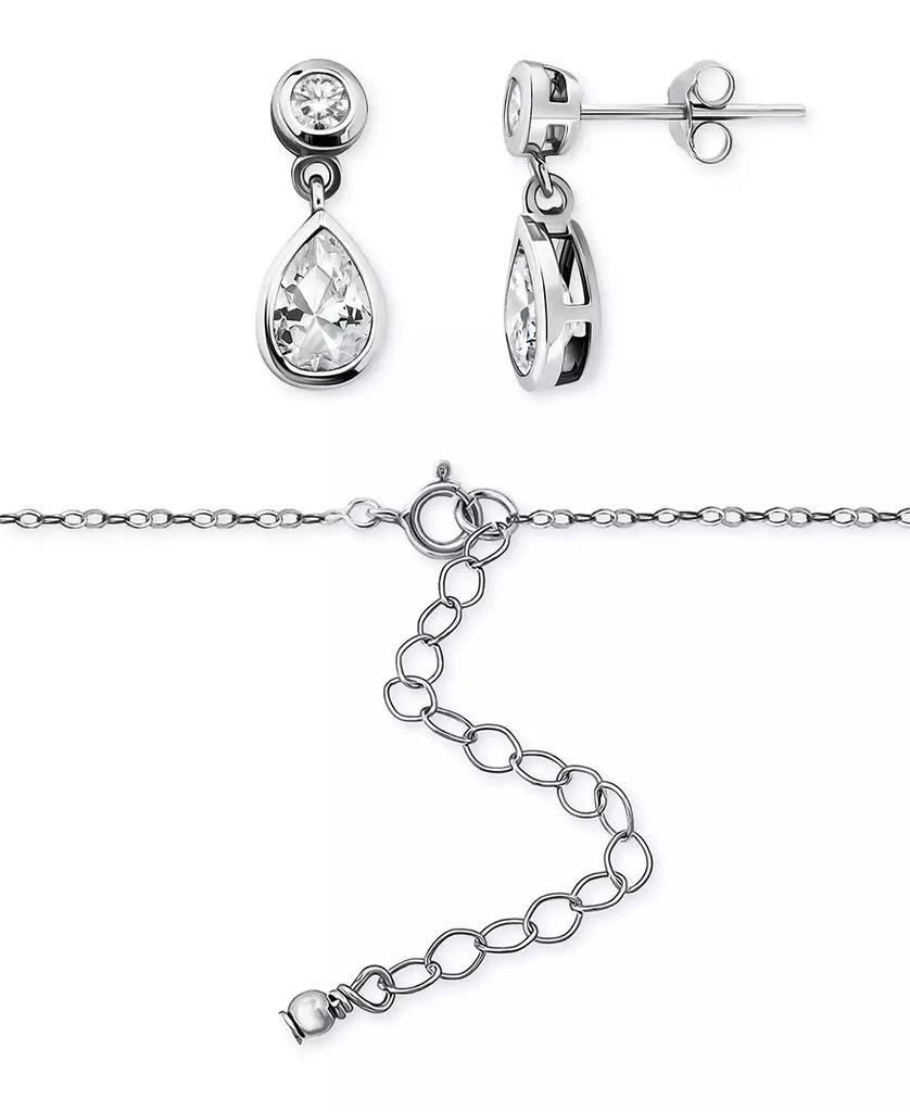 Giani Bernini 2-Pc. Set Cubic Zirconia Pear & Round Pendant Necklace & Drop Earrings in Sterling Silver, Exclusively at Macy's 4