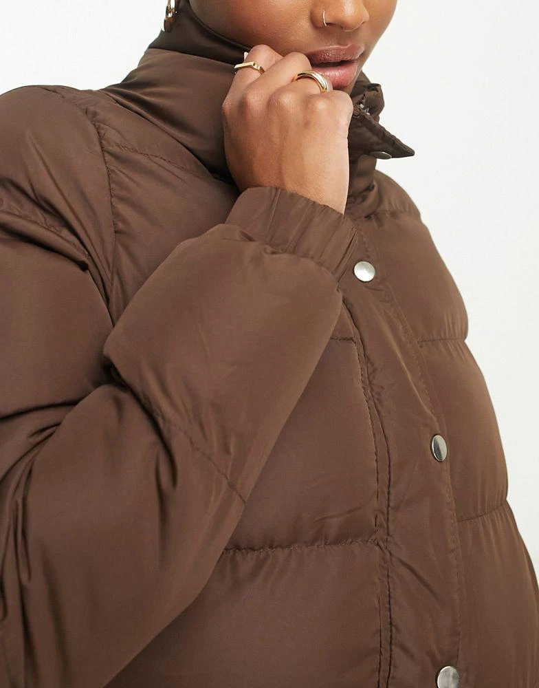 Brave Soul Brave Soul Petite puffer jacket in chocolate brown 4