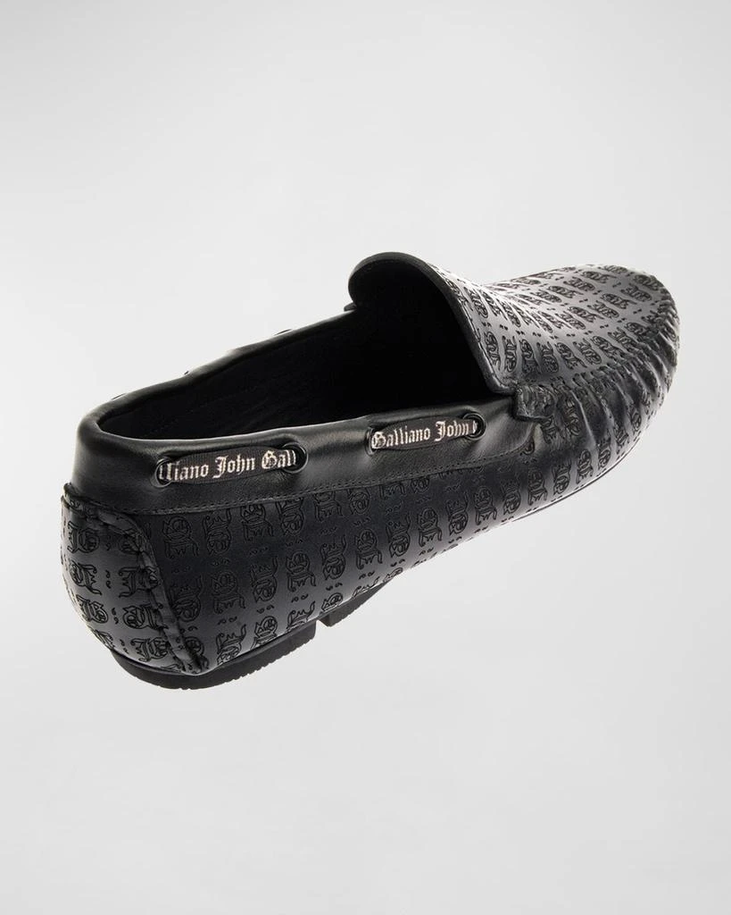 John Galliano Paris Men's Monogram Leather Drivers 3