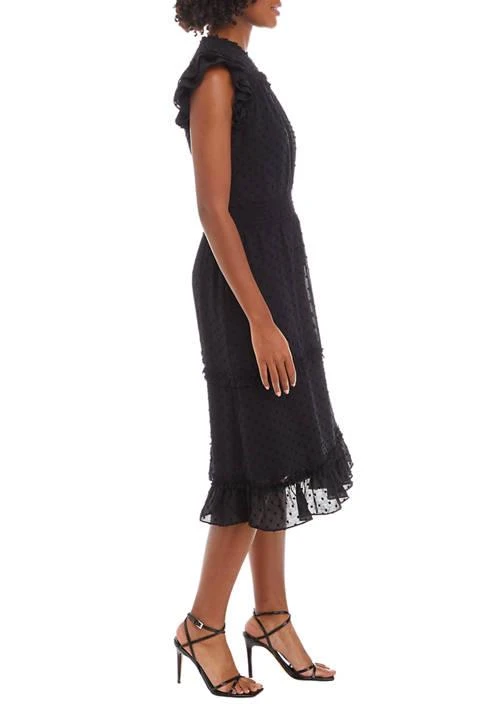 CeCe Petite Short Flutter Sleeve Slip Dot Midi Dress 3