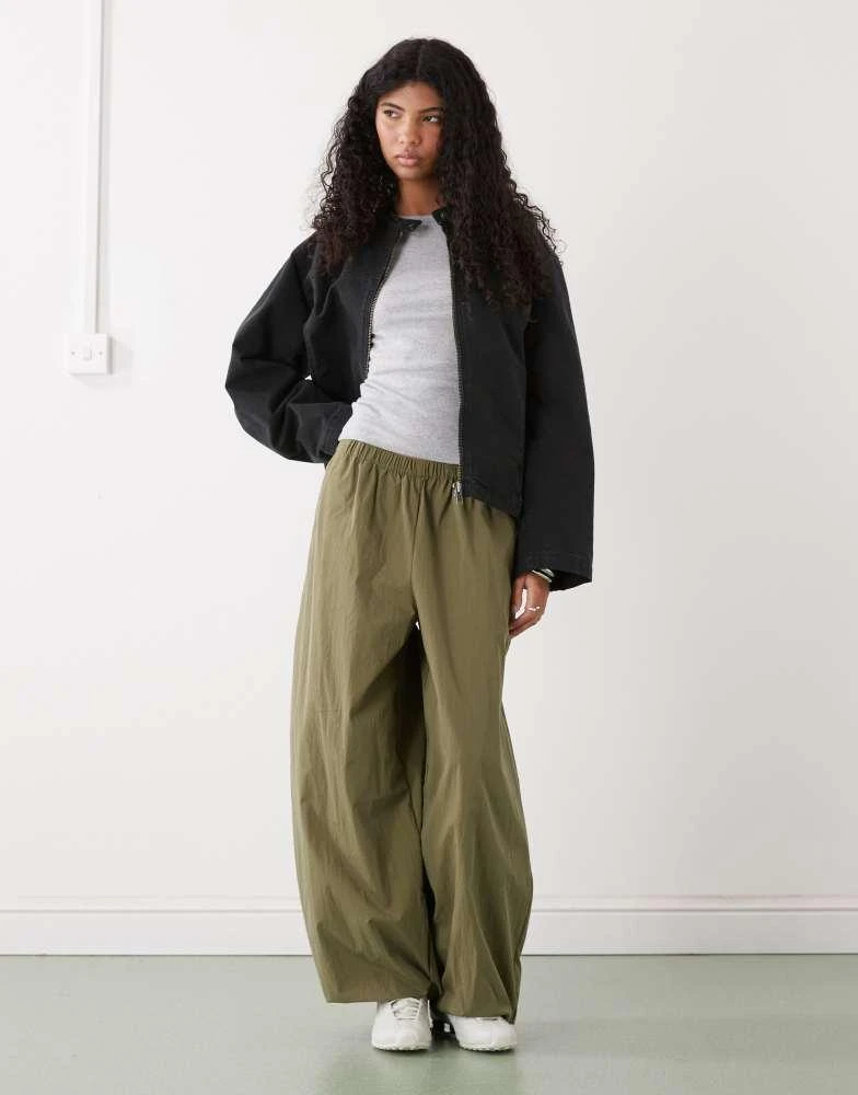 Weekday Weekday washed canvas zip through jacket in black 4