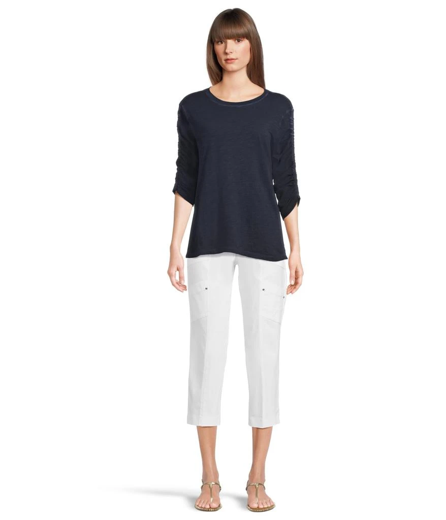 Elliott Lauren Enzyme Wash Jersey - Crew Neck Ruched Sleeve Tee 5