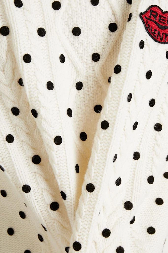 RED Valentino Appliquéd flocked cable-knit wool sweater 4