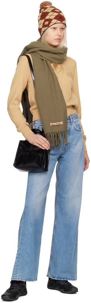 Acne Studios Green Narrow Fringe Scarf 3