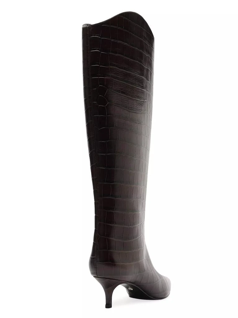 Schutz Maryana 50MM Crocodile-Embossed Leather Wide-Calf Boots 3