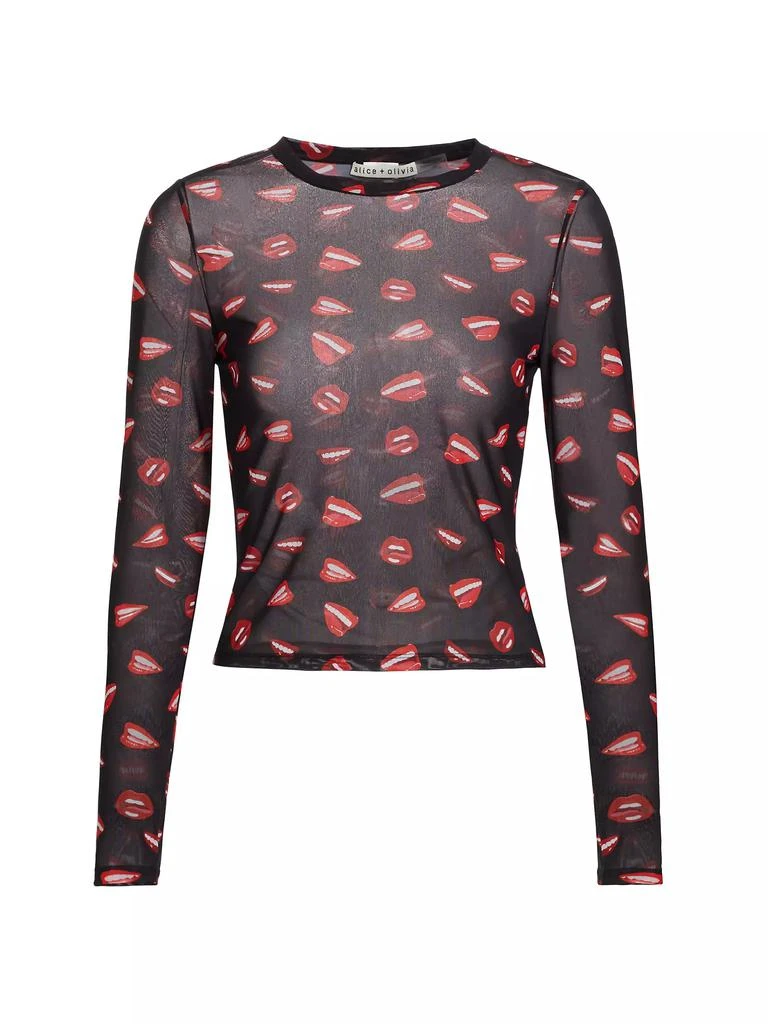 Alice + Olivia Delaina Printed Mesh Crop Top 1
