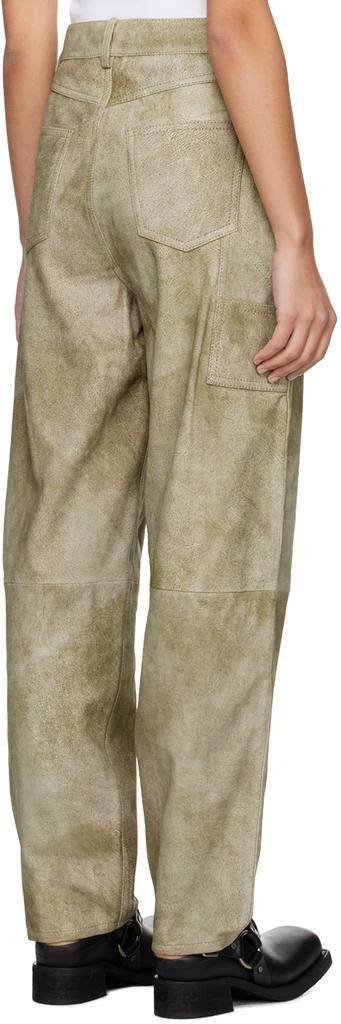 REMAIN Taupe Relaxed-Fit Leather Pants 3