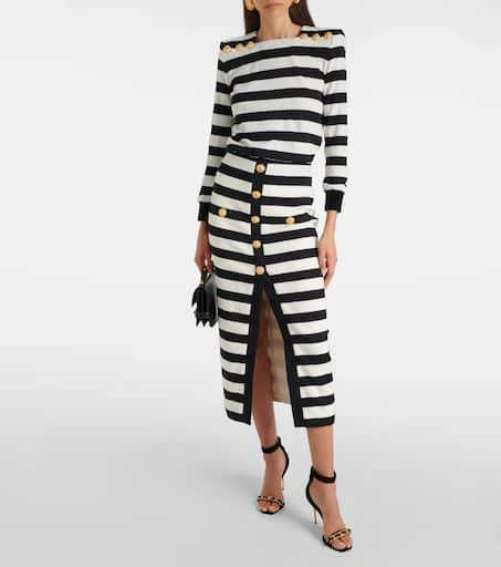 Balmain Striped midi skirt 2