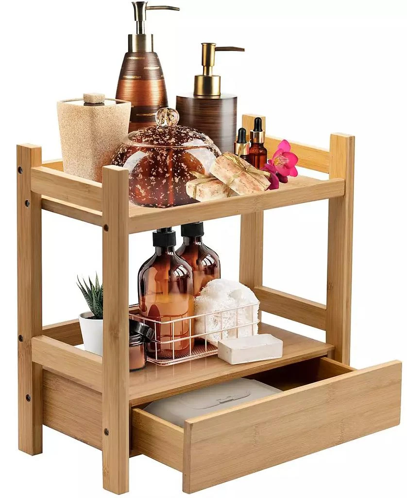 Sorbus 2-Tier Bamboo Kitchen Countertop Organizer - ideal for storage and display, stores your favorite spices, seasonings, and household items