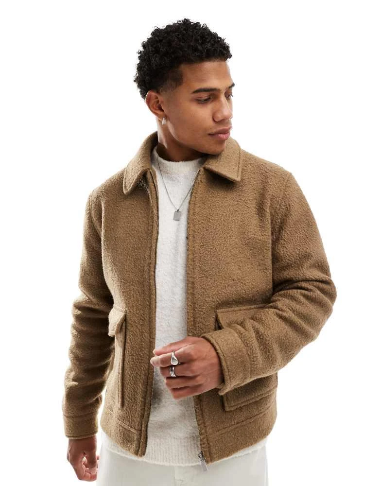 New Look New Look boucle jacket in camel 1