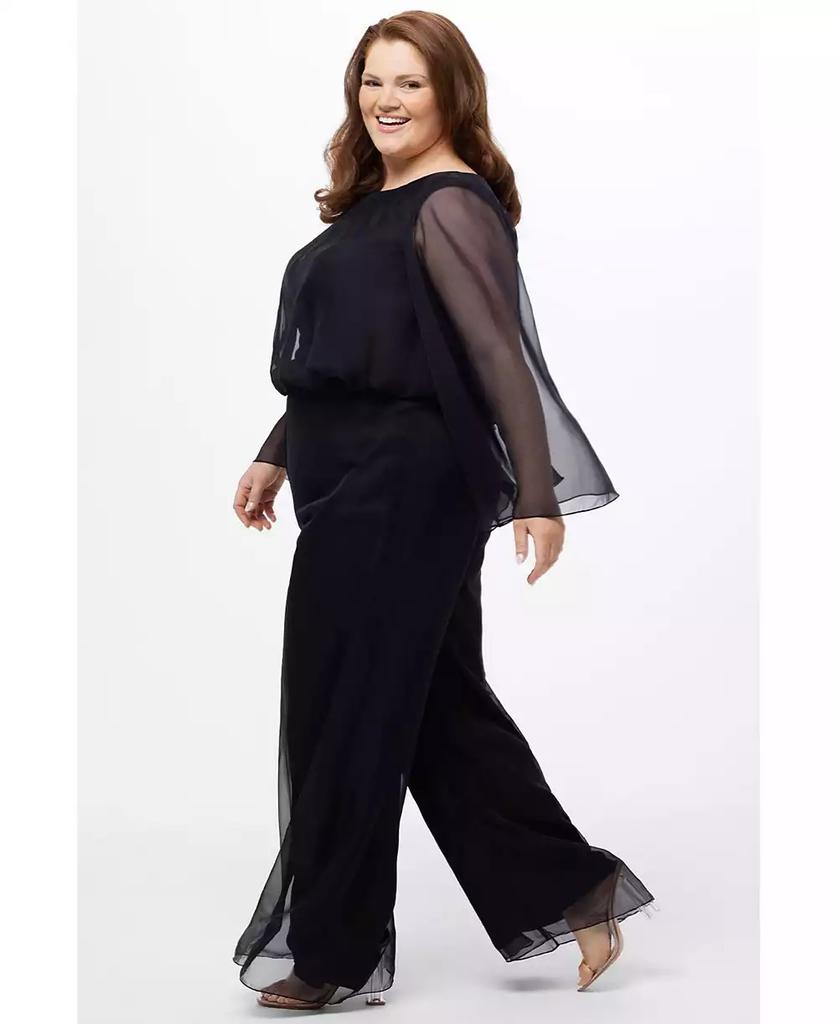 Celebrations by Sydney's Closet Women's Scoop Neck Wide Leg Jumpsuit with Sleeves